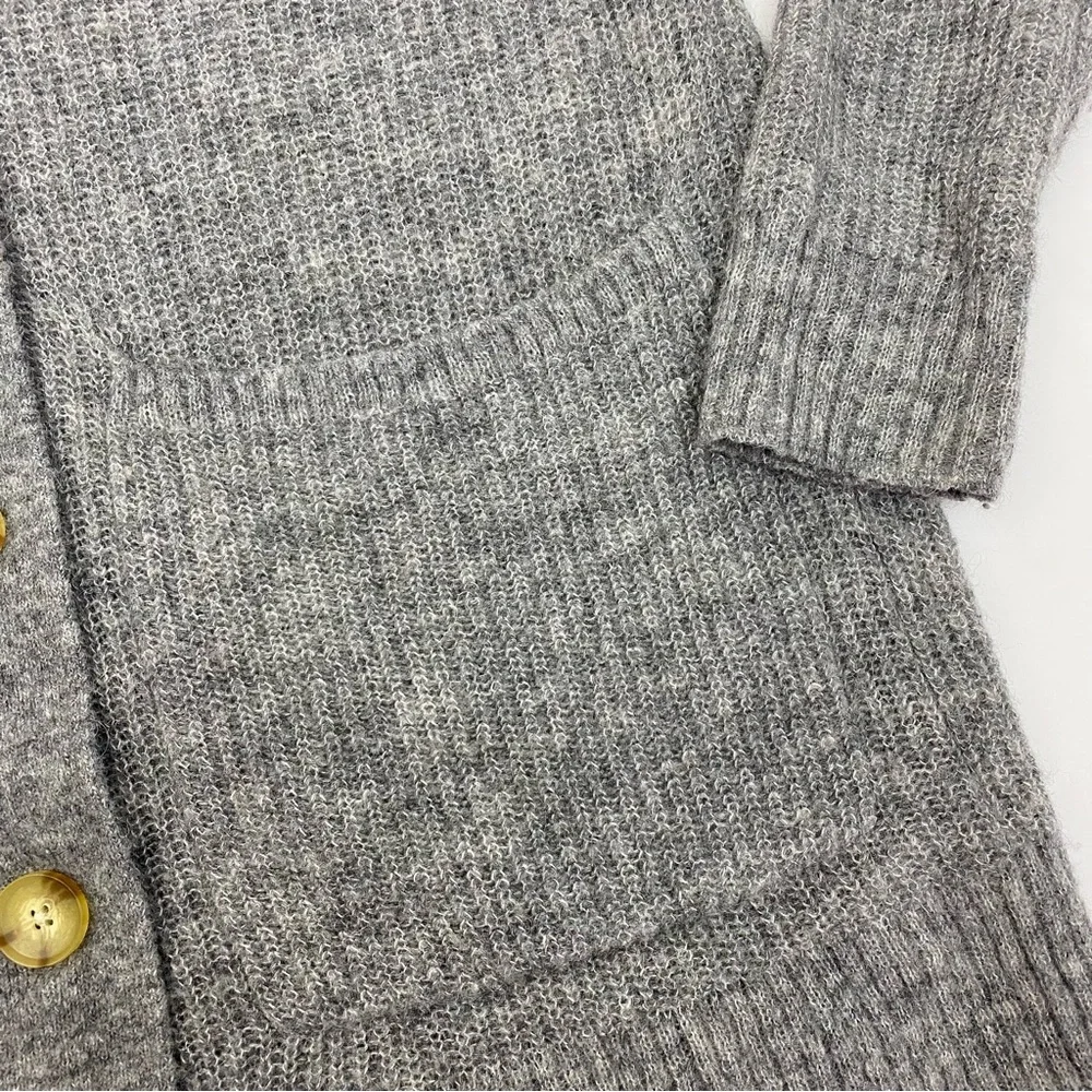 Everlane The Oversized Alpaca Pocket Cardigan Sweater Heathered Stone Grey